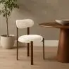 Buy Dining chair upholstered in Chenille – Dark wood-effect legs – Ergonomic and modern design – Essentia Cream 61787 in the Europe