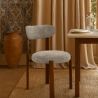 Buy Dining chair upholstered in Chenille – Dark wood-effect legs – Ergonomic and modern design – Essentia Cream 61787 - in the EU