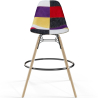 Buy Bar Stool - Patchwork Upholstery - Scandinavian Design and Wooden Legs - Elskar Multicolour 61790 - in the EU