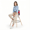 Buy Bar Stool - Patchwork Upholstery - Scandinavian Design and Wooden Legs - Elskar Multicolour 61790 at MyFaktory