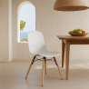 Buy Dining chair with natural wood legs – Modern style and functionality - Beni White 61792 home delivery