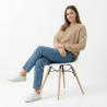 Buy Dining chair with natural wood legs – Modern style and functionality - Beni White 61792 at MyFaktory