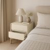 Buy Modern Scandi nightstand covered in faux leather with 2 drawers and natural wood legs - Barel Cream 61796 in the Europe