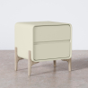 Buy Modern Scandi nightstand covered in faux leather with 2 drawers and natural wood legs - Barel Cream 61796 at MyFaktory