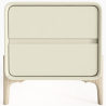 Buy Modern Scandi nightstand covered in faux leather with 2 drawers and natural wood legs - Barel Cream 61796 - in the EU