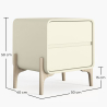 Buy Modern Scandi nightstand covered in faux leather with 2 drawers and natural wood legs - Barel Cream 61796 in the Europe