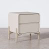 Buy Modern Scandi nightstand covered in faux leather with 2 drawers and natural wood legs - Barel Cream 61796 in the Europe