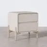 Buy Modern Scandi nightstand covered in faux leather with 2 drawers and natural wood legs - Barel Cream 61796 at MyFaktory