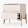 Buy Modern Scandi nightstand covered in faux leather with 2 drawers and natural wood legs - Barel Cream 61796 with a guarantee
