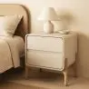 Buy Modern Scandi nightstand covered in faux leather with 2 drawers and natural wood legs - Barel Cream 61796 in the Europe