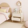 Buy Modern Scandi nightstand covered in faux leather with 2 drawers and natural wood legs - Barel Cream 61796 - prices