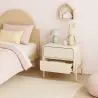 Buy Modern Scandi nightstand covered in faux leather with 2 drawers and natural wood legs - Barel Cream 61796 - in the EU
