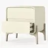 Buy Modern Scandi nightstand covered in faux leather with 2 drawers and natural wood legs - Barel Cream 61796 in the Europe