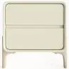Buy Modern Scandi nightstand covered in faux leather with 2 drawers and natural wood legs - Barel Cream 61796 - in the EU