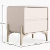 Buy Modern Scandi nightstand covered in faux leather with 2 drawers and natural wood legs - Barel Cream 61796 home delivery