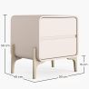 Buy Modern Scandi nightstand covered in faux leather with 2 drawers and natural wood legs - Barel Cream 61796 home delivery