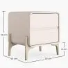 Buy Modern Scandi nightstand covered in faux leather with 2 drawers and natural wood legs - Barel Cream 61796 in the Europe