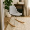 Buy Rocking Chair Modern Fabric Upholstered for Adults - Steel and Wood Legs - Lumi Light grey 61812 in the Europe