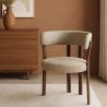 Buy Living room armchair with armrests upholstered in Chenille – Dark wood-effect legs – Ergonomic and modern design – Essentia Cream 61789 home delivery