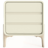 Buy Modern Scandi nightstand covered in faux leather with 3 drawers and natural wood legs - Barel Cream 61827 - in the EU