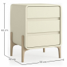 Buy Modern Scandi nightstand covered in faux leather with 3 drawers and natural wood legs - Barel Cream 61827 home delivery