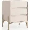 Buy Modern Scandi nightstand covered in faux leather with 3 drawers and natural wood legs - Barel Cream 61827 at MyFaktory