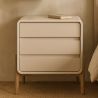 Buy Modern Scandi nightstand covered in faux leather with 3 drawers and natural wood legs - Barel Cream 61827 - in the EU