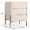Buy Modern Scandi nightstand covered in faux leather with 3 drawers and natural wood legs - Barel Cream 61827 in the Europe