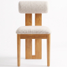 Buy Chair Chenille Upholstered - Light Natural Rubber Wood Frame - Taroj Beige 61874 - in the EU
