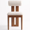 Buy Chair Chenille Upholstered - Dark Natural Rubber Wood Frame - Taroj Beige 61875 - in the EU