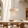Buy Ceiling light pendant - Wood & travertine - Leonore Beige 61881 in the Europe