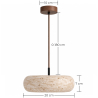 Buy Ceiling light pendant - Wood & travertine - Leonore Beige 61881 - prices