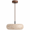 Buy Ceiling light pendant - Wood & travertine - Leonore Beige 61881 - in the EU