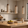 Buy Ceiling light pendant wood & travertine - Eloisa Beige 61882 - prices