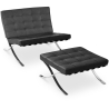 Buy City Armchair with Matching Ottoman - Premium Leather Black 13184 - prices