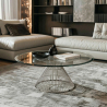 Buy Coffee Table Round Glass and Metal – Modern Living Room Table – Cylinder Steel 16325 in the Europe