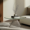 Buy Coffee Table Round Glass and Metal – Modern Living Room Table – Cylinder Steel 16325 - prices