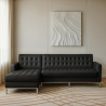 Buy Design Corner Sofa Kanel - Left Angle - 3/4 Seater - Leather Black 15186 - prices