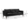 Buy Design Sofa 2213 (3 seats) - Premium Leather Black 13928 - in the EU