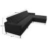 Buy Design Corner Sofa Kanel  - Right Angle - Premium Leather Black 15185 home delivery