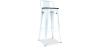 Buy Wooden Bistrot Metalix stool with small backrest - 76 cm Grey blue 59118 in the Europe