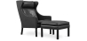 Buy 2204 Armchair with Matching Ottoman - Premium Leather Black 15450 - in the EU