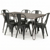 Buy Grey Hairpin 150x90 Dining Table + X6 Bistrot Metalix Chair Black 59924 - in the EU