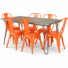 Buy Grey Hairpin 150x90 Dining Table + X6 Bistrot Metalix Chair Orange 59924 at MyFaktory