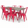 Buy Grey Hairpin 150x90 Dining Table + X6 Bistrot Metalix Chair Red 59924 in the Europe