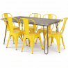 Buy Grey Hairpin 150x90 Dining Table + X6 Bistrot Metalix Chair Yellow 59924 home delivery