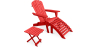 Buy Adirondack Garden long Chair + Footrest + Table Wood Outdoor Furniture Set - Anela Red 60010 - in the EU