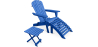 Buy Adirondack Garden long Chair + Footrest + Table Wood Outdoor Furniture Set - Anela Blue 60010 - prices
