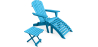 Buy Adirondack Garden long Chair + Footrest + Table Wood Outdoor Furniture Set - Anela Turquoise 60010 at MyFaktory