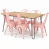 Buy Hairpin 150x90 Dining Table + X6 Bistrot Metalix Chair Pastel orange 59922 with a guarantee